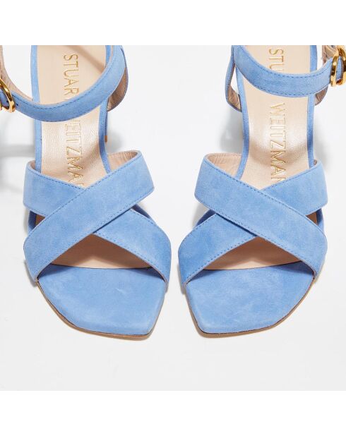 Sandales en Velours de Cuir Analeigh bleu ciel - Talon 7 cm